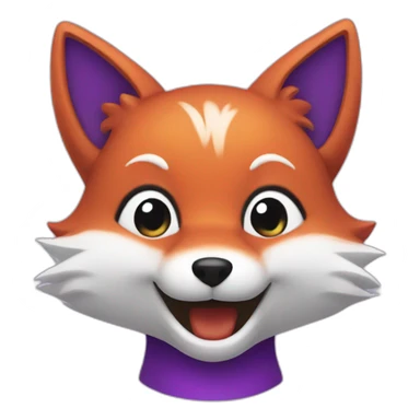 a purple fox with a big smile sticker