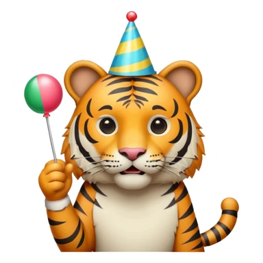 Party Tiger with a party hat and a party popper full body sticker