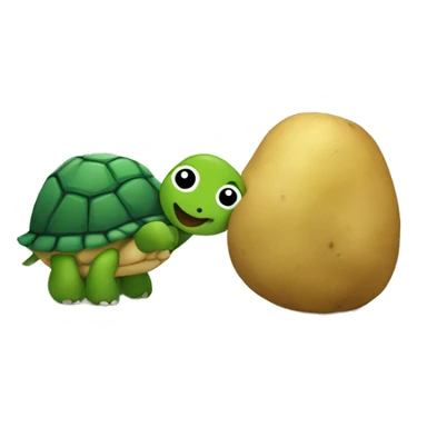 a turtle and a potato holding hands sticker