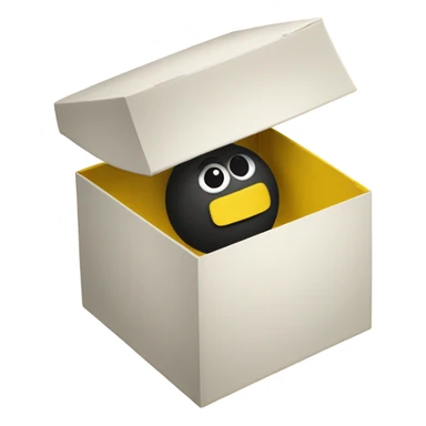 archive box with lid with a yellow person inside with only eyes visible winking sticker