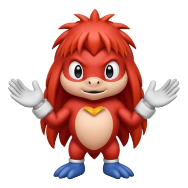 Sonic the hedgehogs friend knuckles a red animal with peach arms and white gloves sticker