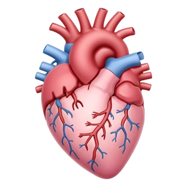 anatomical heart, pastel light pink, iOS emoji style, variation 4 sticker