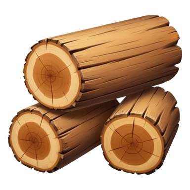 two logs, one propped up sideways on the bottom log, with a sparkle in the foreground. the log should not have a hole in the center. two logs only. sticker