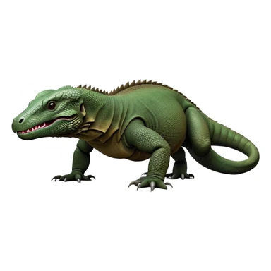 cinematic-komodo-dragon-realistic-full-body-standing on all fours-emoji,-massive-scaled-body-poised-with-quiet-power,-rough-textured-skin-dark-green-and-dark brown, black,-head-tilted-dramatically,-long-forked-tongue-flicking-out,-simplified-yet-realistic-focused-features,-highly-detailed,-glowing-with-an-almost-sarcastic-glow

 sticker