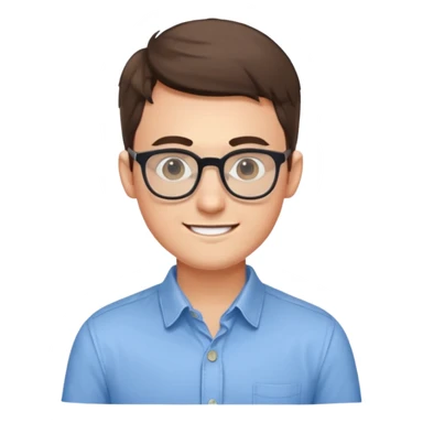 An outgoing marketer male in his late 20s, bespectacled and cheerful image sticker