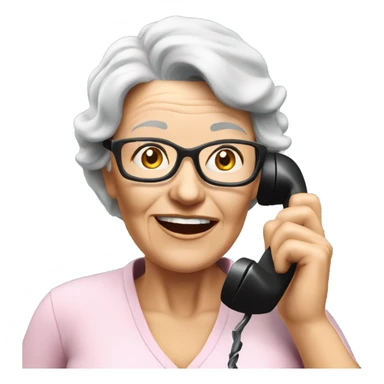 3d hyper realistic senior woman speaking on the phone  sticker