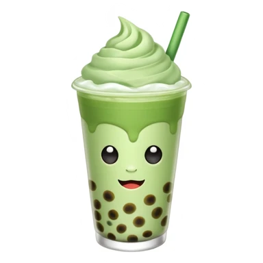 matcha latte with boba and ice sticker
