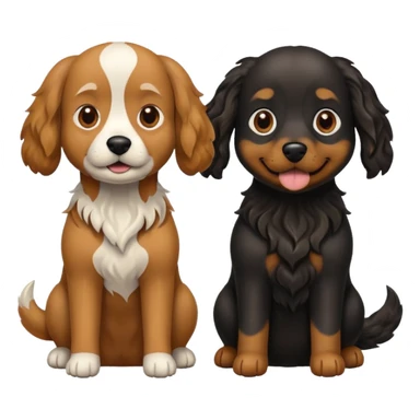 two dogs with wavy hair, one black and one brown sticker