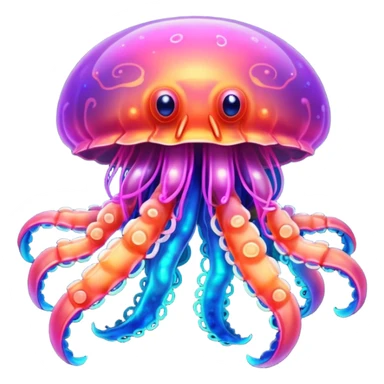 Neon glowing jellyfish-crab-squid sticker