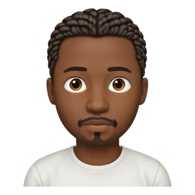 Hazme un emoji de un hombre negro con trenzas cortas, camiseta blanca y una pequeña perilla sin bigote sticker