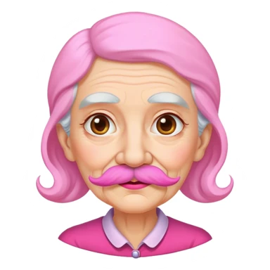 Old woman with a pink mustache  sticker