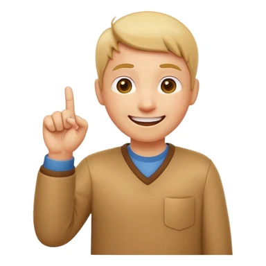 emoji of a happy cartoon person pointing downward toward the ground with both hands, standing upright, smiling warmly, both index fingers extended and pointing down clearly, simple light background, expressive and playful Apple emoji design showing the meaning “here / down here sticker