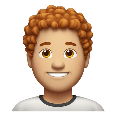 Bading redish curly few hair guy with corners in the hair chubby smiling sticker