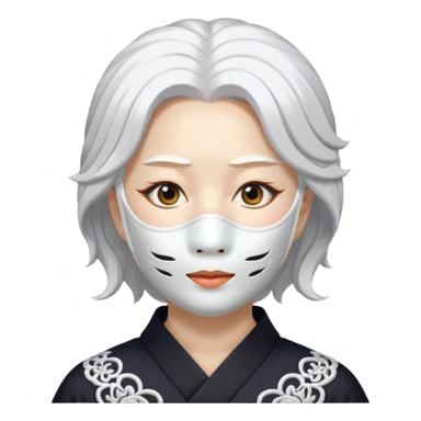 japanese culture white mask woman with white hair sticker