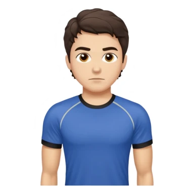 He’s a man with light to medium skin, a defined oval face, full brows, deep-set eyes, and wavy short dark brown tall hair styled with height, sides are trimmed. expression calm and focused relaxed gym training shirt. polished, articulate, and coach vibe. personal development sticker