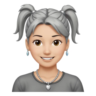 Female with Silver Necklace, grey skin,ponytail hair, different expressions. sticker