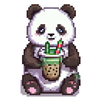 panda drinking bubble tea sticker