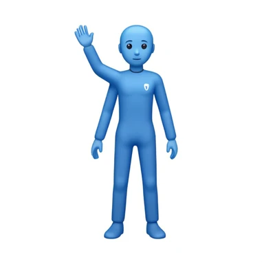 Create a clean emoji of the Billie Eilish Blohsh logo in solid blue color. The emoji should only include the Blohsh figure, without any background, text, or effects. Make sure it looks like the official logo — simple, standing human figure, slightly leaning. Minimalist, iconic sticker