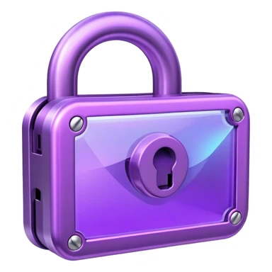 Holographic and glassmorphic purple lock sticker