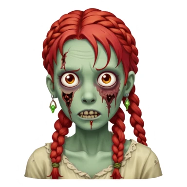 zombie with braided red hair and earrings sticker