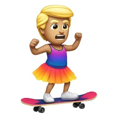 trump in a tutu on a skateboard  sticker