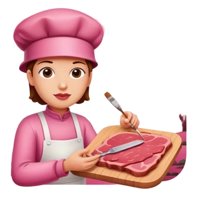 pink artist painting a SPAM meat abstract landscape  sticker