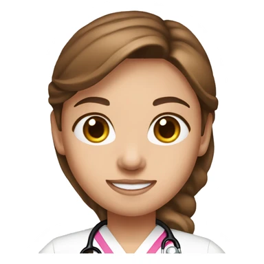 Medical assistant American, blue eyes, brown hair wearing a pink stethoscope  sticker