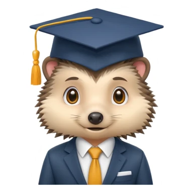 A hedgehog student dressed in a suit and wearing a square academic cap. sticker