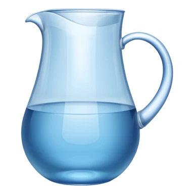 A water pitcher, transparent, slightly blue water, no lid, no droplets, tall. Without a handle and without spout.
 sticker