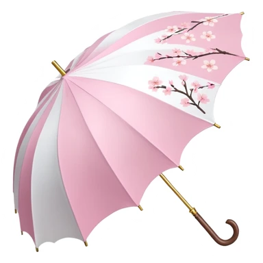 A beautiful pretty cute pastel pink and white umbrella-parasol with sakura patterns  sticker