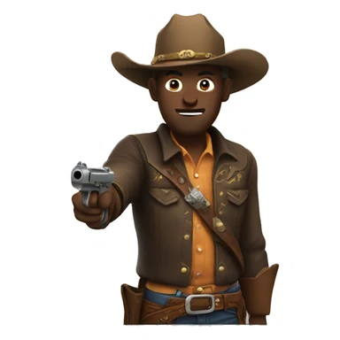 Cowboy holding a pistol aimed at the camera sticker