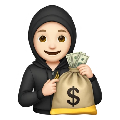 A thief emoji has a bag of dollars next to it. sticker