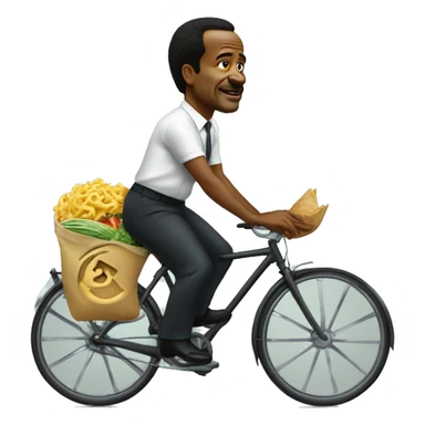 Paul biya sur un vélo en train de manger  sticker