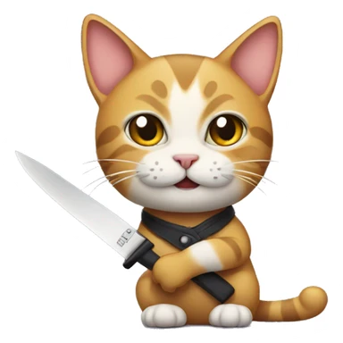 Cat holding a knife sticker