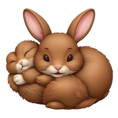 Meme-Worthy Cute Sleeping Brown Rabbit Portrait Emoji, Head resting peacefully with a contented smile, showcasing a delightfully sturdy build and a luxuriously soft brown fur, eyes shut in a serene nap, Simplified yet hilariously adorable features, highly detailed, glowing with a soft, drowsy light, high shine, relaxed and utterly lovable, stylized with an air of playful laziness, bright and heartwarming, soft glowing outline, capturing the essence of a comically sleepy bunny, so meme-worthy it feels like it could instantly become the next viral sensation of adorable slumber! sticker