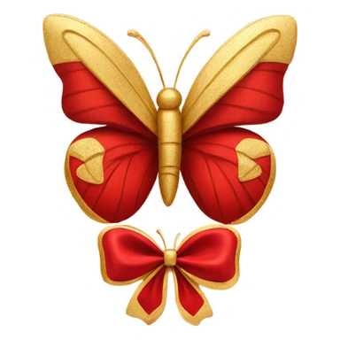 Red bow with gold butterfly  sticker
