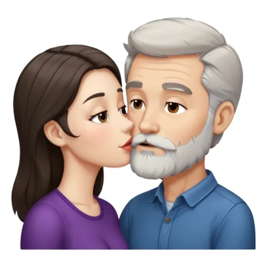 Grey haired bearded man and pretty brunette kissing  sticker