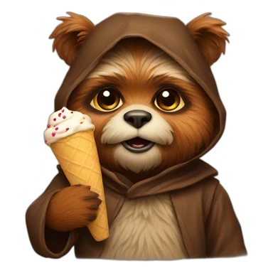ewok holding icecream sticker