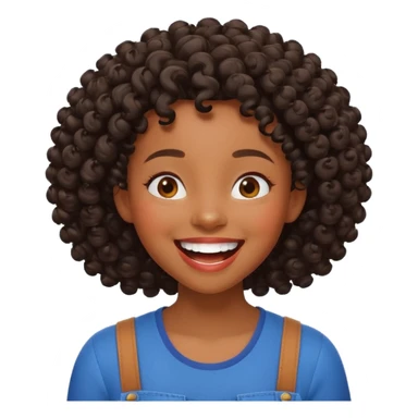 Black girl that looks like a Pixar character with curly hair laughing  sticker