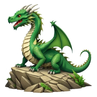 A giant dragon sitting on a mountain looking at the other dragon that is cover in bones sticker