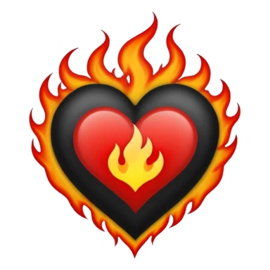 Black and red heart with flames tattoo style sticker