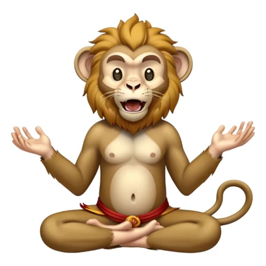 Monkey levitating in meditation while lion yelling and roaring at it  sticker