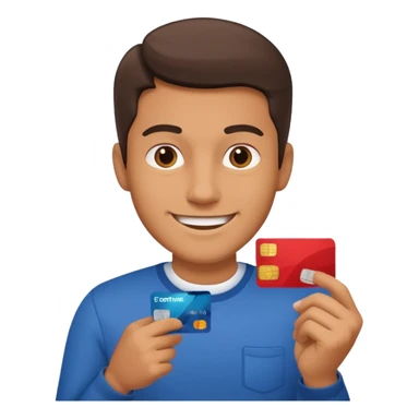 man with debit card sticker