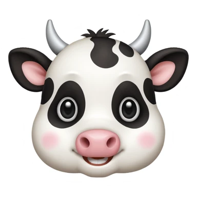 cute simple kawaii cow face, very simple dot eyes, big pupils sticker