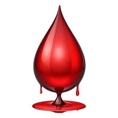 single blood drop emoji sculpted from dark liquid metal, glossy surface, dramatic reflections, futuristic minimal 3D style, isolated on white sticker