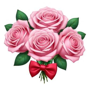 A sparkly romantic beautiful cute pretty aesthetic soft-pink rose bouquet with a red bow tie  sticker