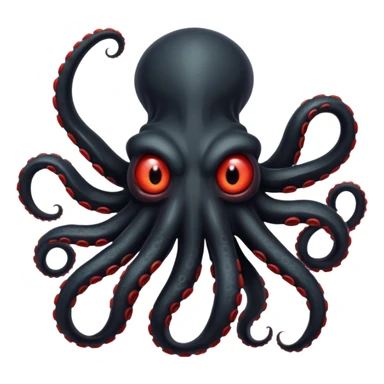 black tentacled creature with a large red eye and clawed tips, not an octopus, tentacles curled inward sticker