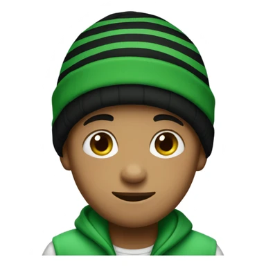 Shy boy with black and green striped beanie  sticker