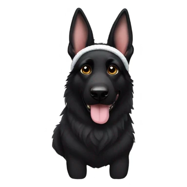 All black German shepherd with bunny ears headband sticker