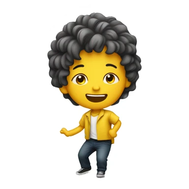 Niño con el pelo amarillo y muy largo bailando sticker